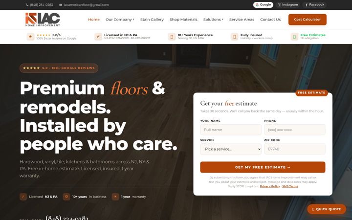 Screenshot of iachomeimprovement.com