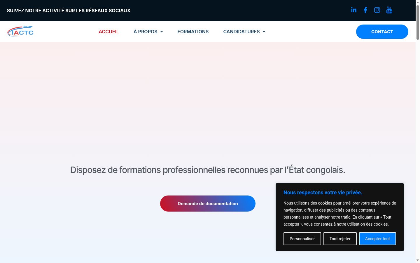 Screenshot of the consent banner shown before any interaction