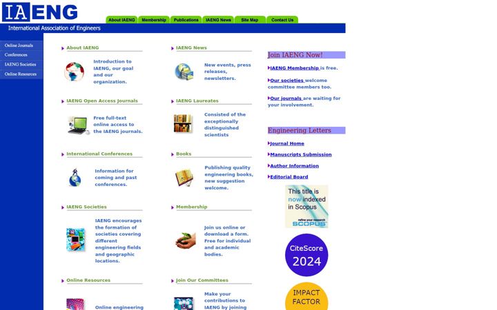 Captură de ecran a iaeng.org