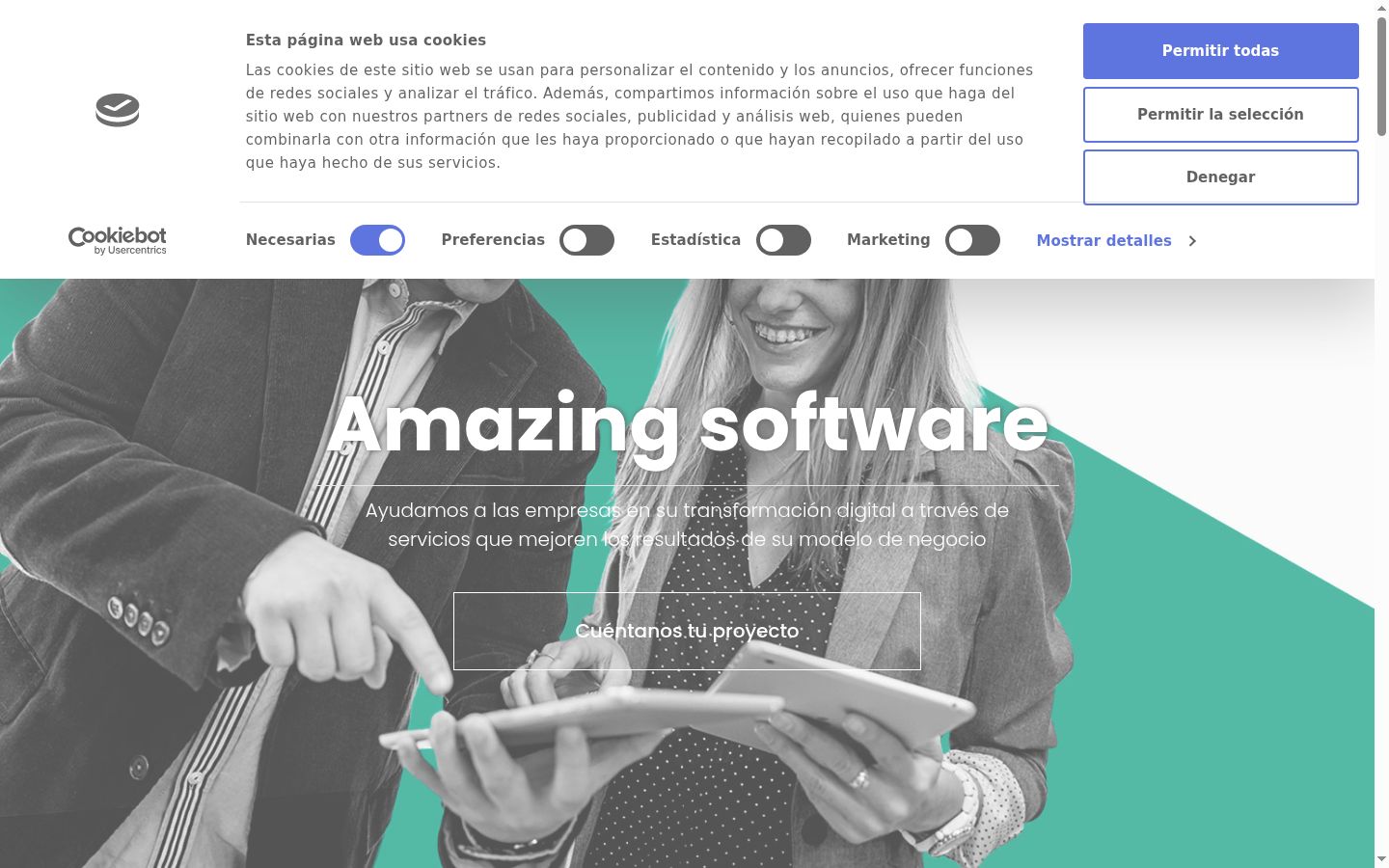 Screenshot of the consent banner shown before any interaction