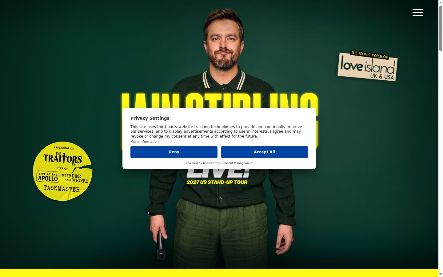 Screenshot van de toestemmingsbanner zoals getoond vóór enige interactie