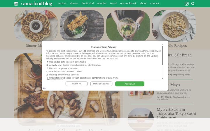 Screenshot of iamafoodblog.com