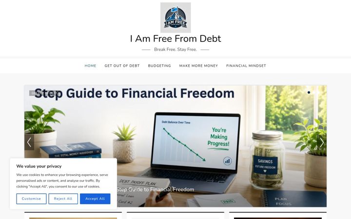 Capture d'écran de iamfreefromdebt.com