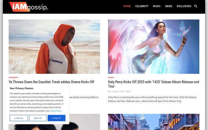 Screenshot of iamgossip.com