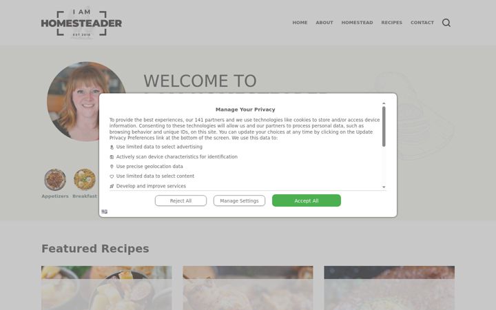 Captură de ecran a iamhomesteader.com