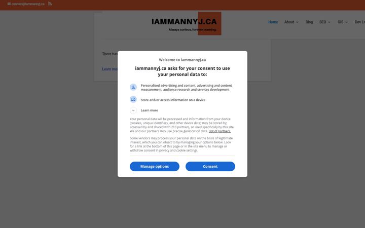 Screenshot of iammannyj.ca