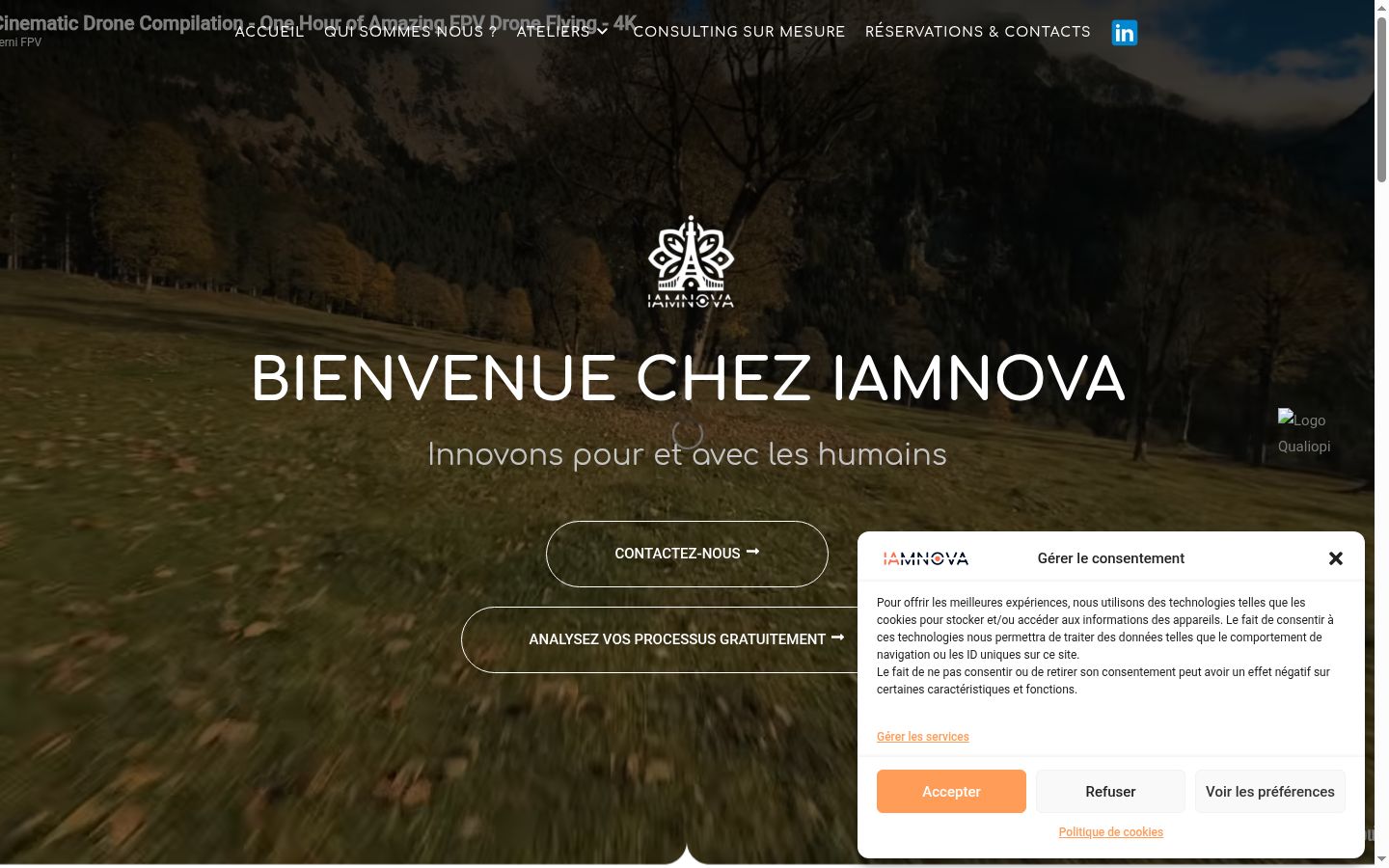 Screenshot del banner di consenso mostrato prima di qualsiasi interazione