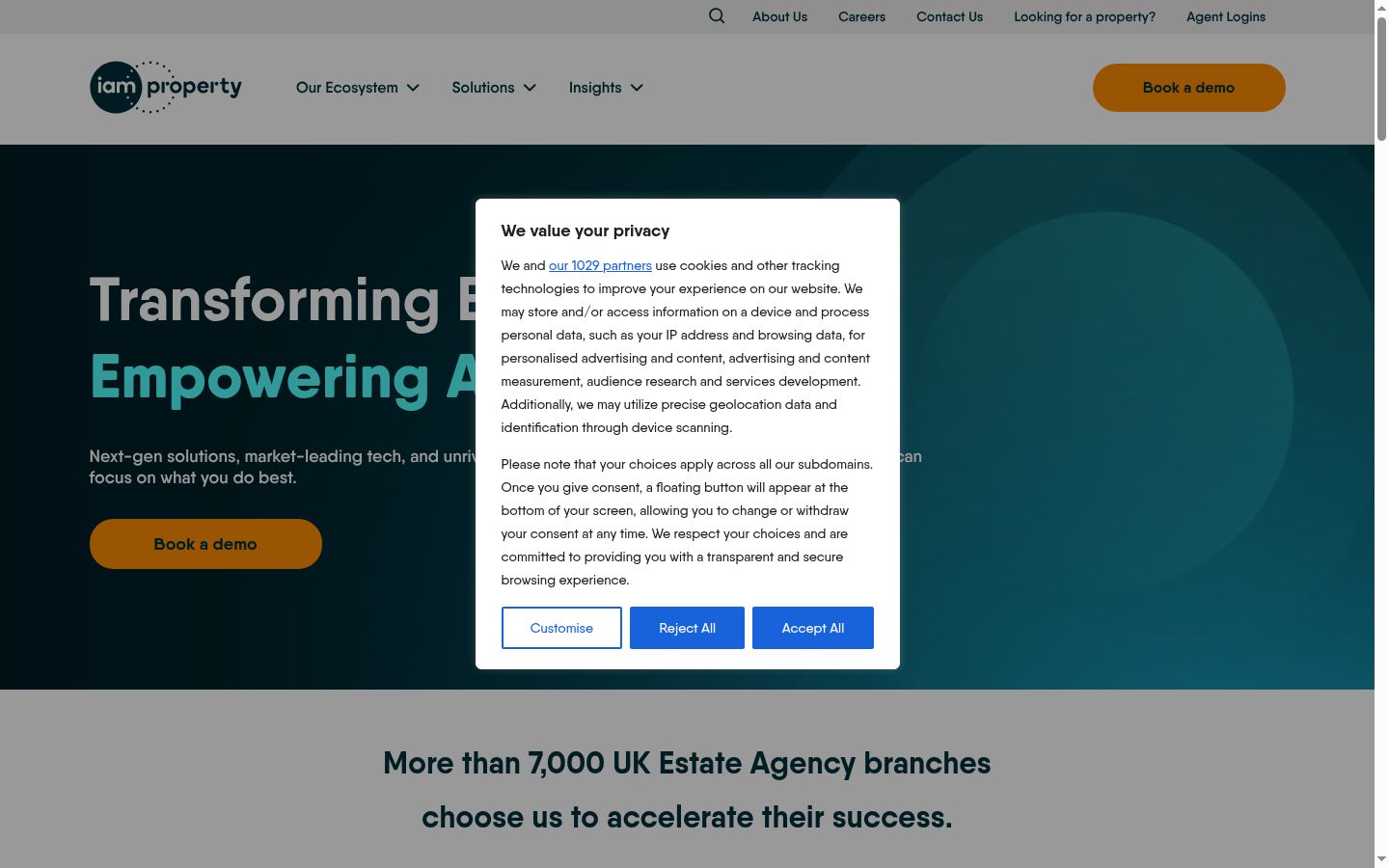 Screenshot of the consent banner shown before any interaction