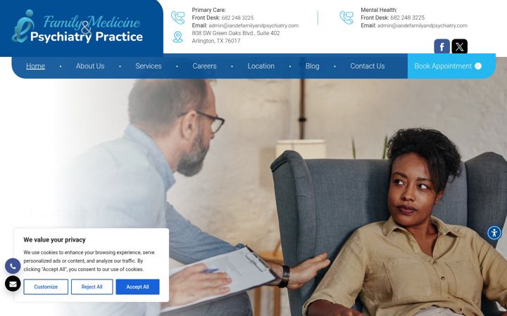 Screenshot of iandefamilyandpsychiatry.com