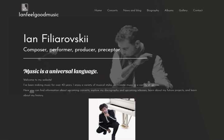 Screenshot of ianfeelgoodmusic.com