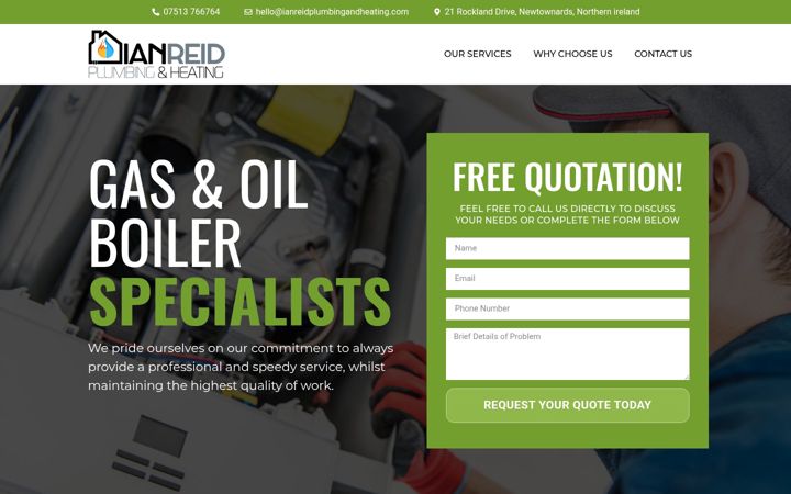 Screenshot of ianreidplumbingandheating.com