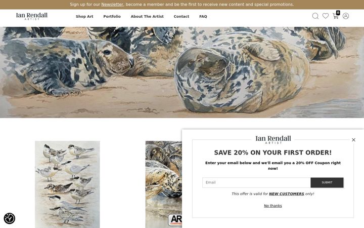 Screenshot of ianrendallart.com