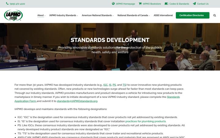 Screenshot of iapmostandards.org