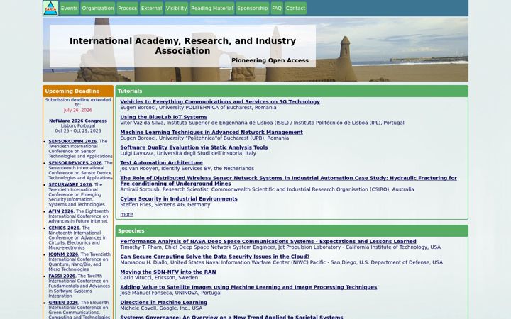 Screenshot of iaria.org