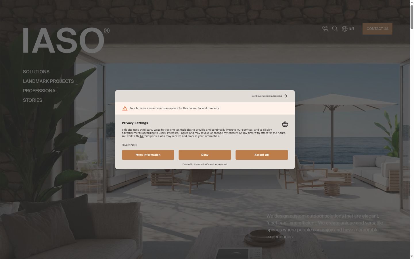 Screenshot of the consent banner shown before any interaction