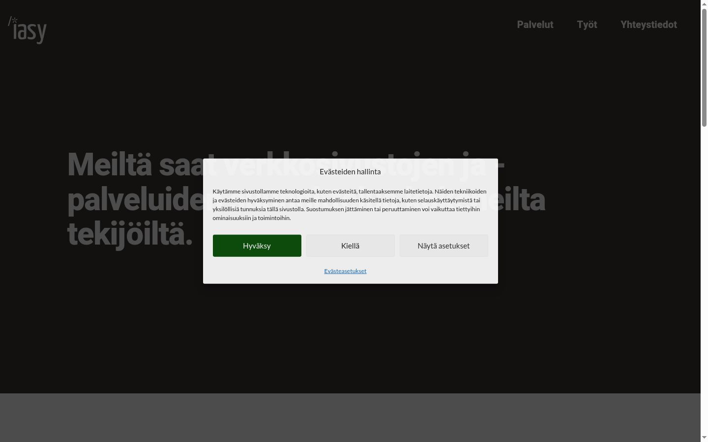 Sutikimo reklamjuostės, rodytos prieš bet kokią sąveiką, ekrano kopija