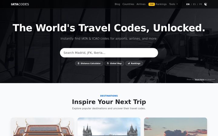 Screenshot of iata-codes.com