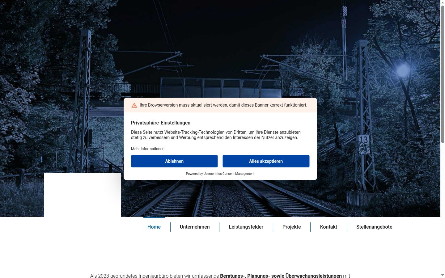 Skärmbild av samtyckesbannern som visades före någon interaktion