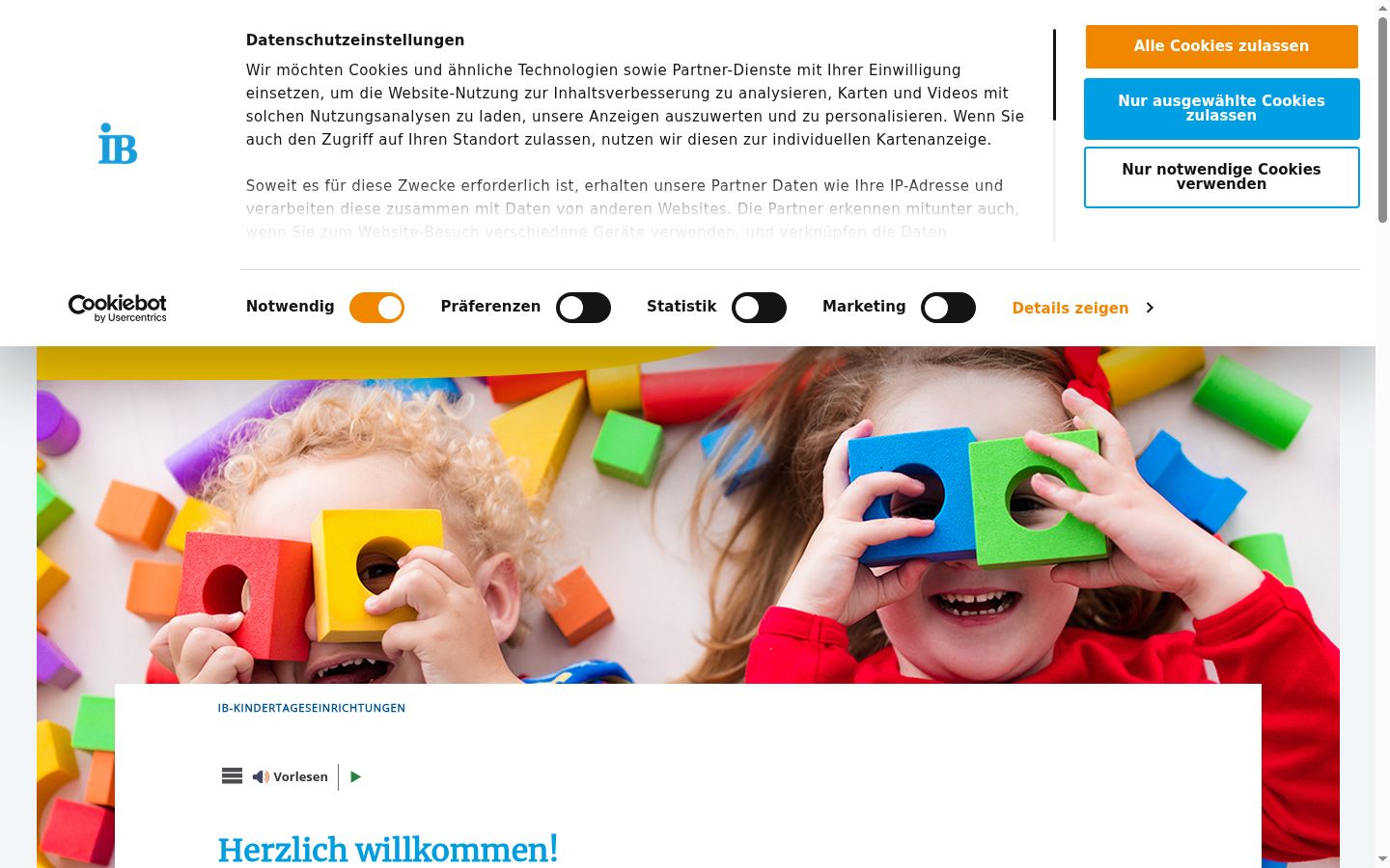 Screenshot del banner di consenso mostrato prima di qualsiasi interazione