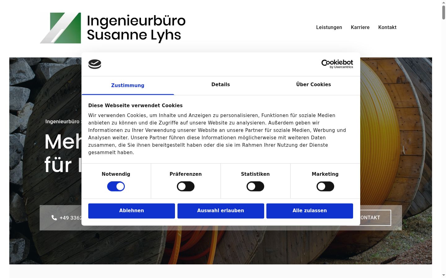 Captura de pantalla del banner de consentimiento mostrado antes de cualquier interacción