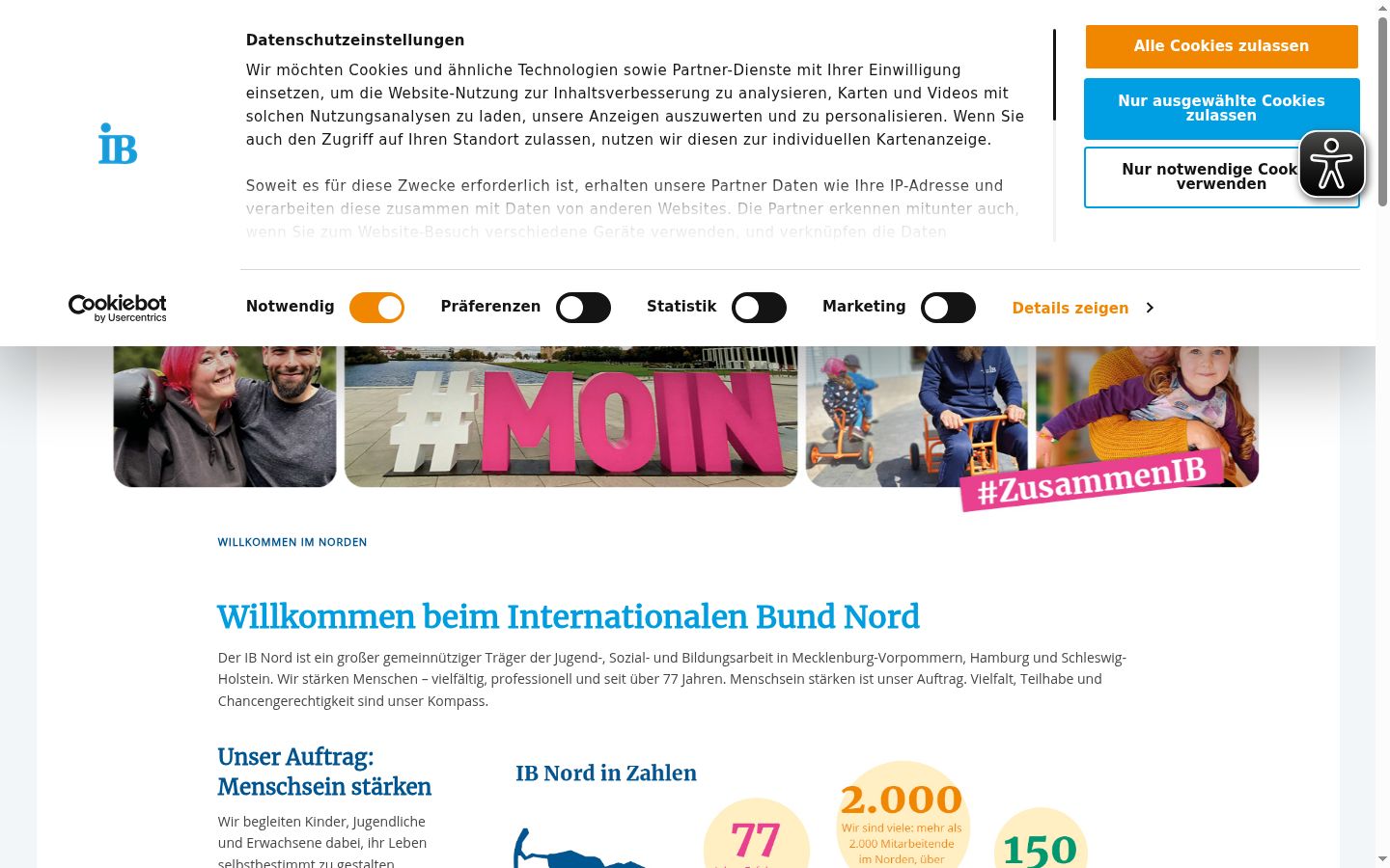 Screenshot of the consent banner shown before any interaction