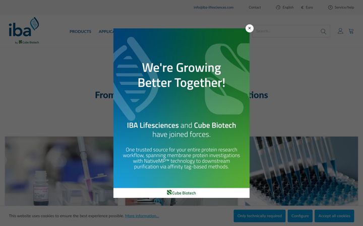 Screenshot of iba-lifesciences.com