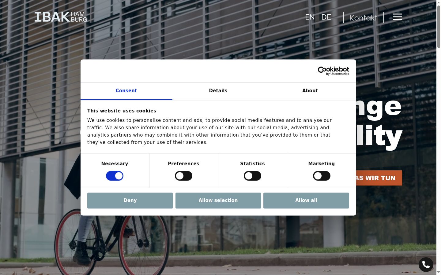 Screenshot of the consent banner shown before any interaction