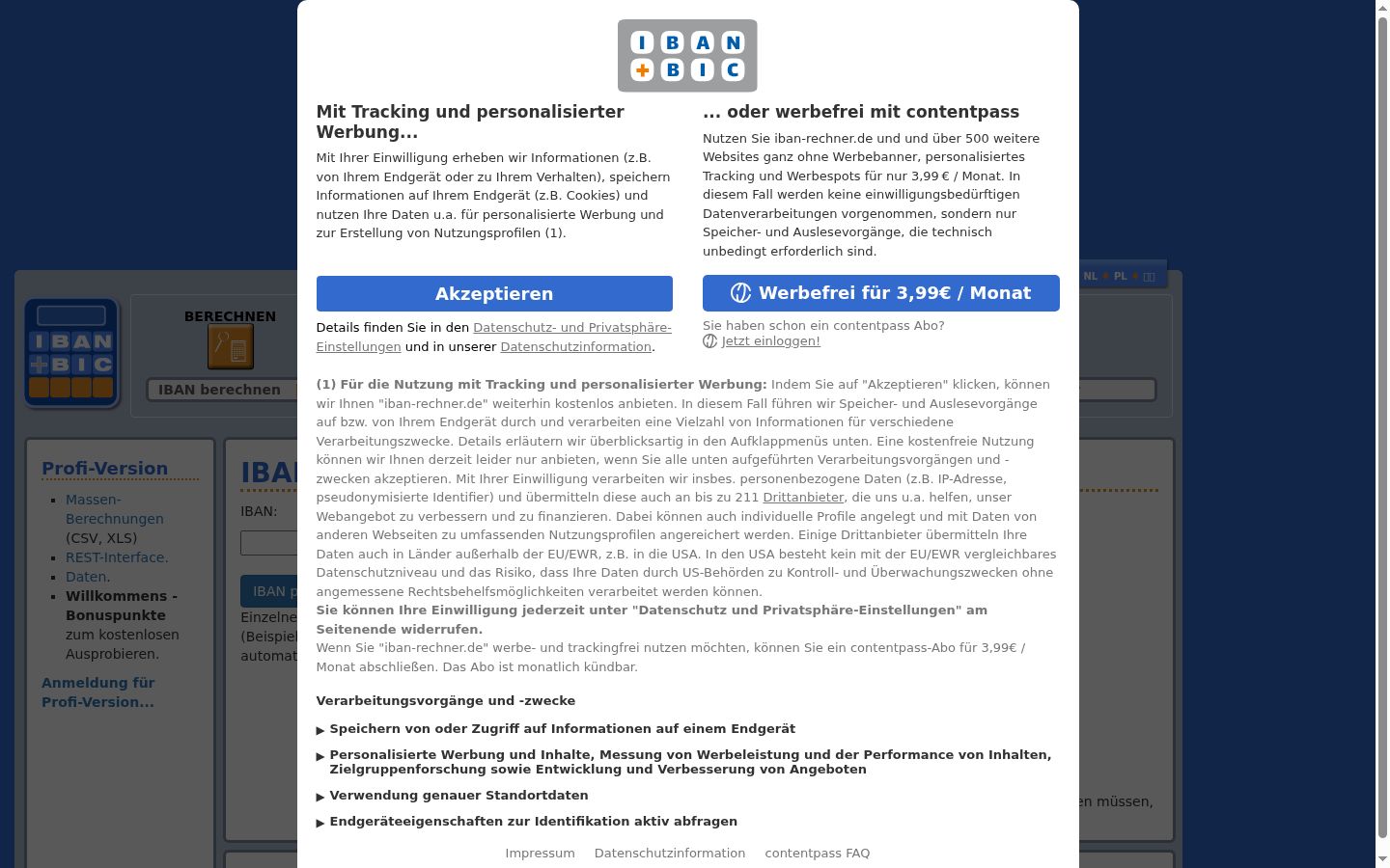 Screenshot of the consent banner shown before any interaction