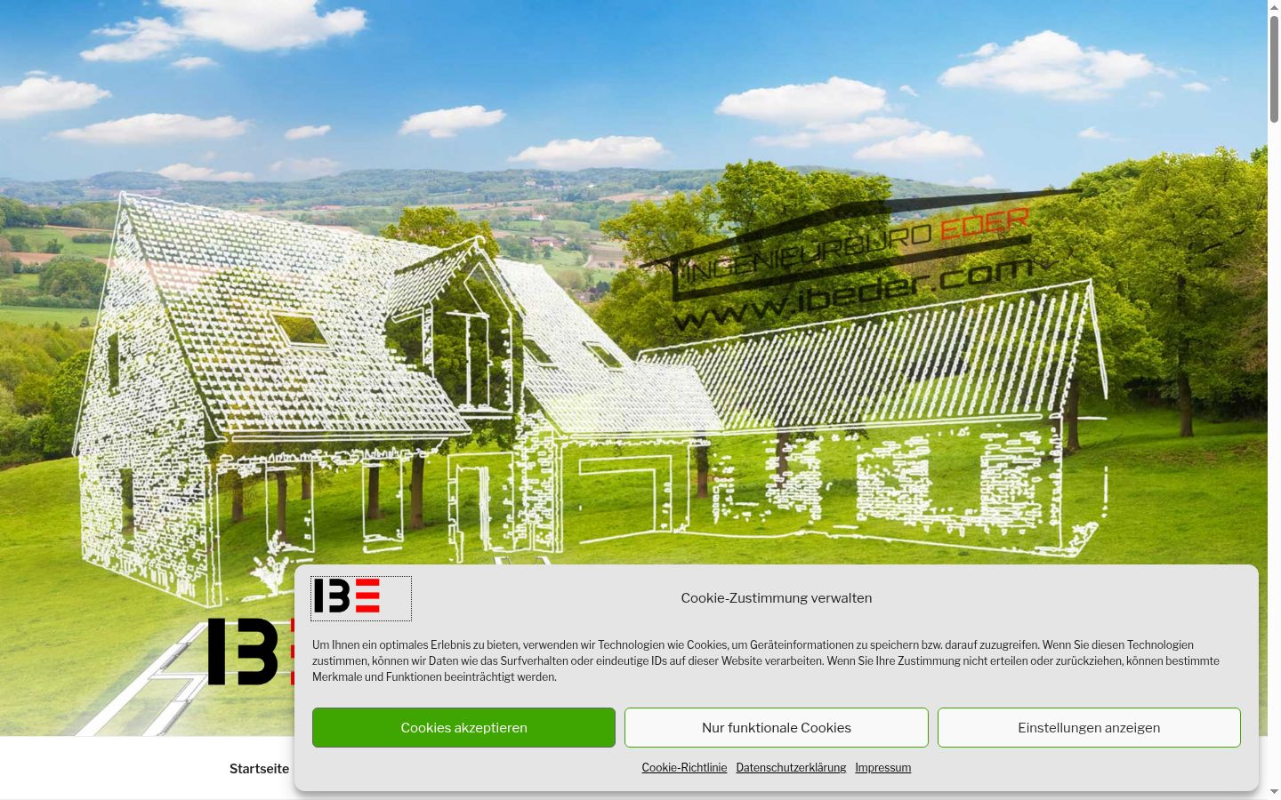 Screenshot des Einwilligungsbanners vor jeglicher Interaktion