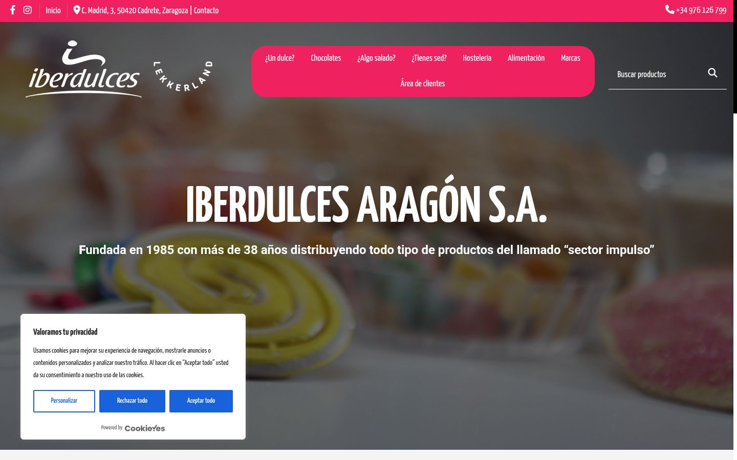 Screenshot del banner di consenso mostrato prima di qualsiasi interazione