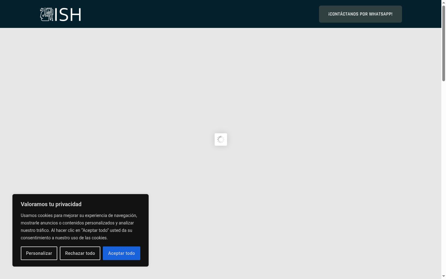 Captura de pantalla del banner de consentimiento mostrado antes de cualquier interacción