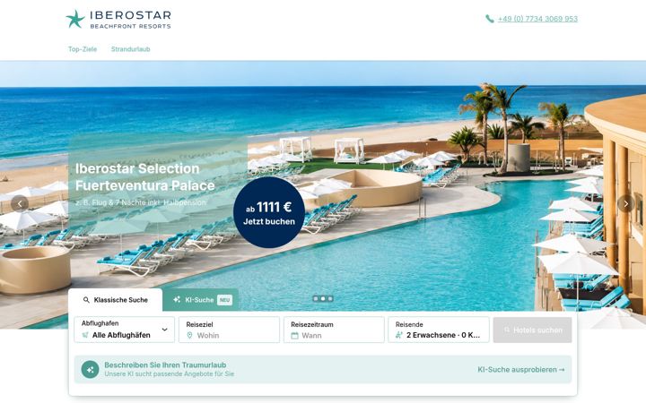 Screenshot of iberostarurlaub.com
