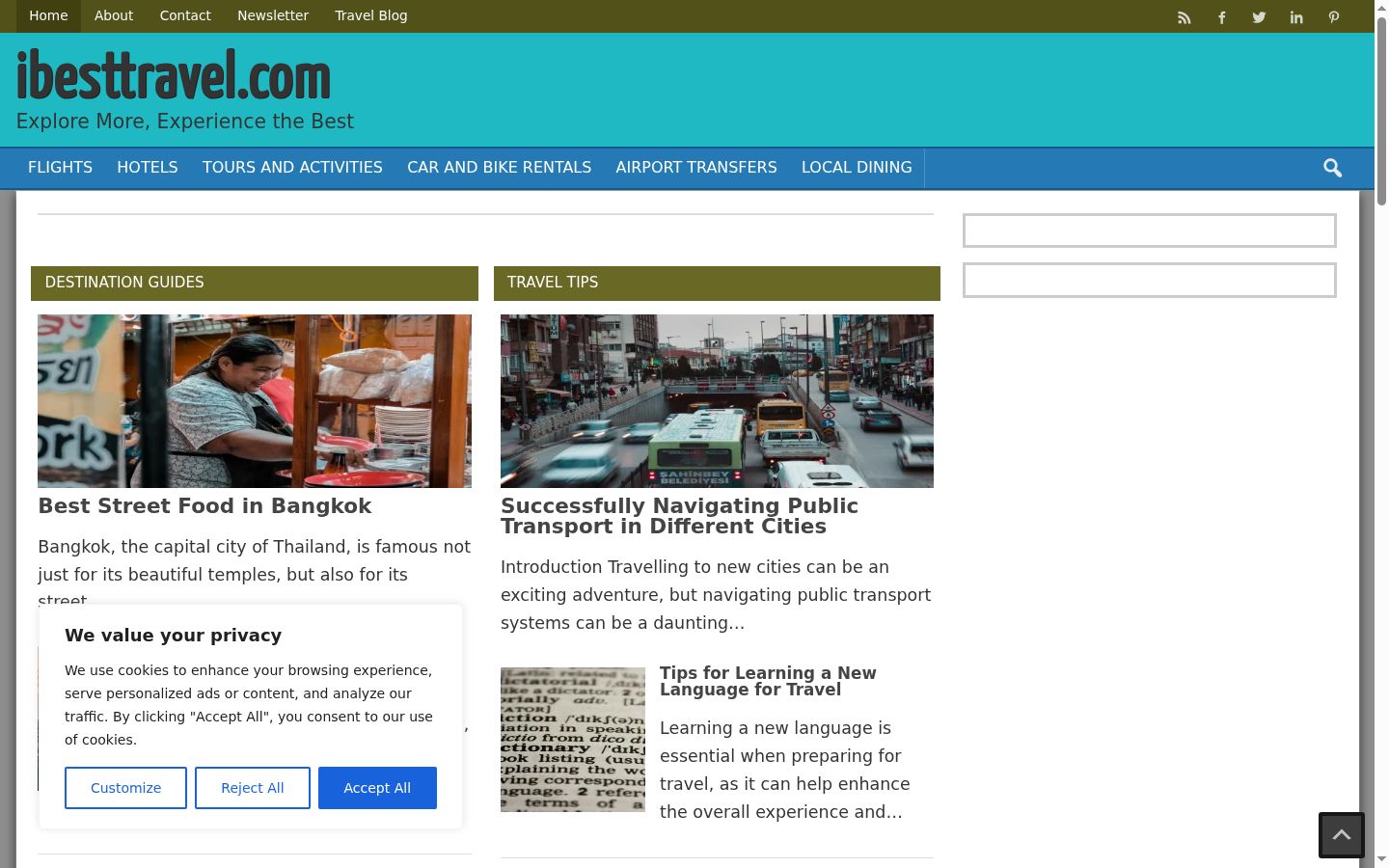 Screenshot del banner di consenso mostrato prima di qualsiasi interazione