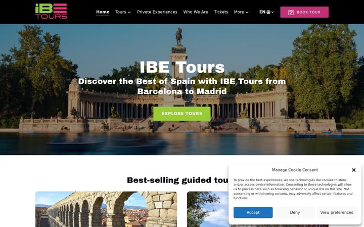 Snimka zaslona za ibetours.com