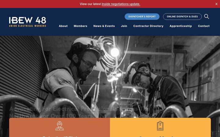 Snimka zaslona za ibew48.com