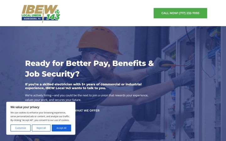 Screenshot of ibewlocal143.com