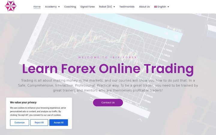 Screenshot of ibiaforex.com