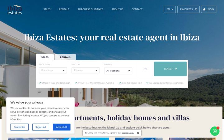 Skjermbilde av ibiza-estates.com