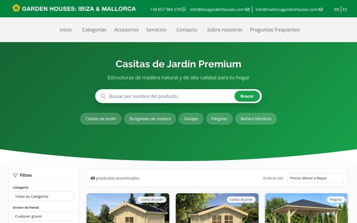 Screenshot of ibizagardenhouses.com