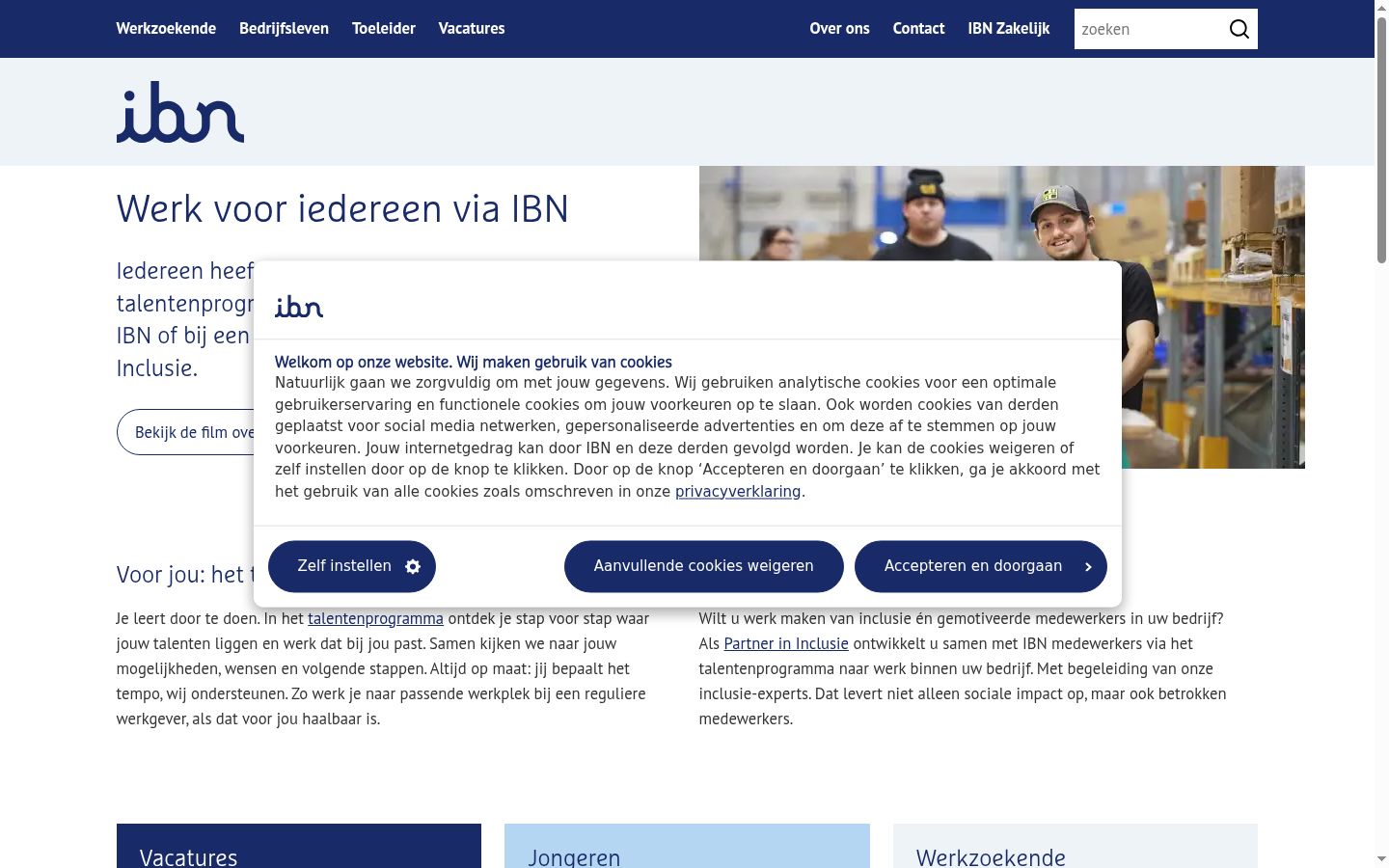 Skærmbillede af samtykkebanneret, som det blev vist før nogen interaktion