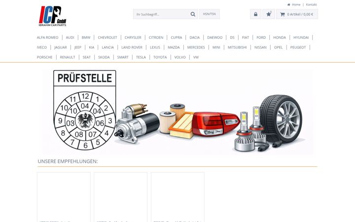 Screenshot of ibrahimcarparts.at
