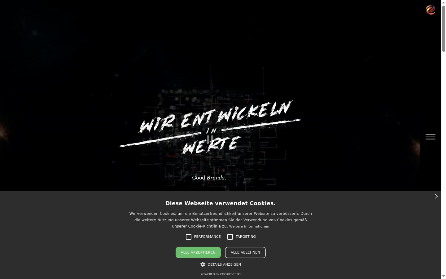 Screenshot del banner di consenso mostrato prima di qualsiasi interazione