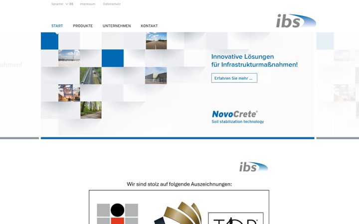 Skjámynd af ibs-novocrete.de