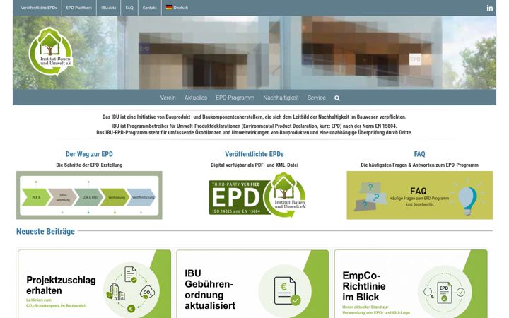 Screenshot of ibu-epd.com