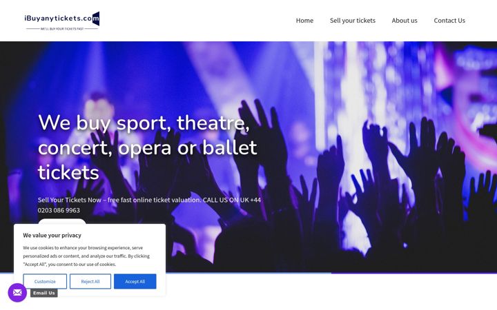 Screenshot of ibuyanytickets.com