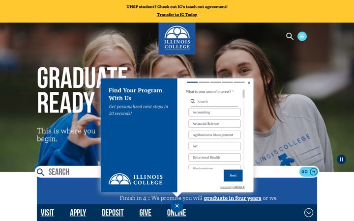 Screenshot van ic.edu