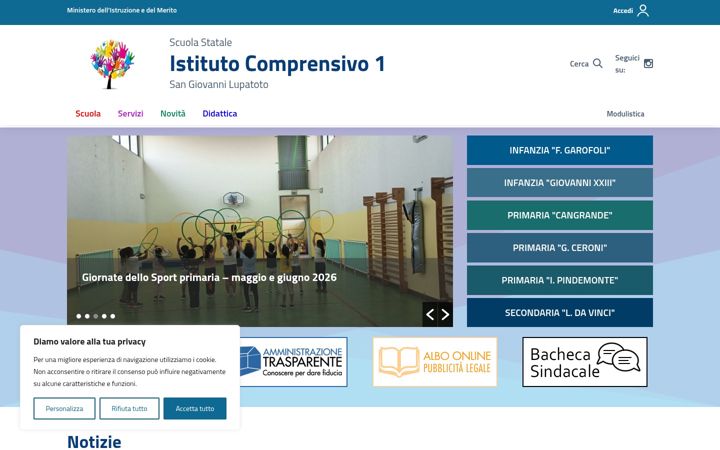 Screenshot of ic1sangiovannilupatoto.edu.it