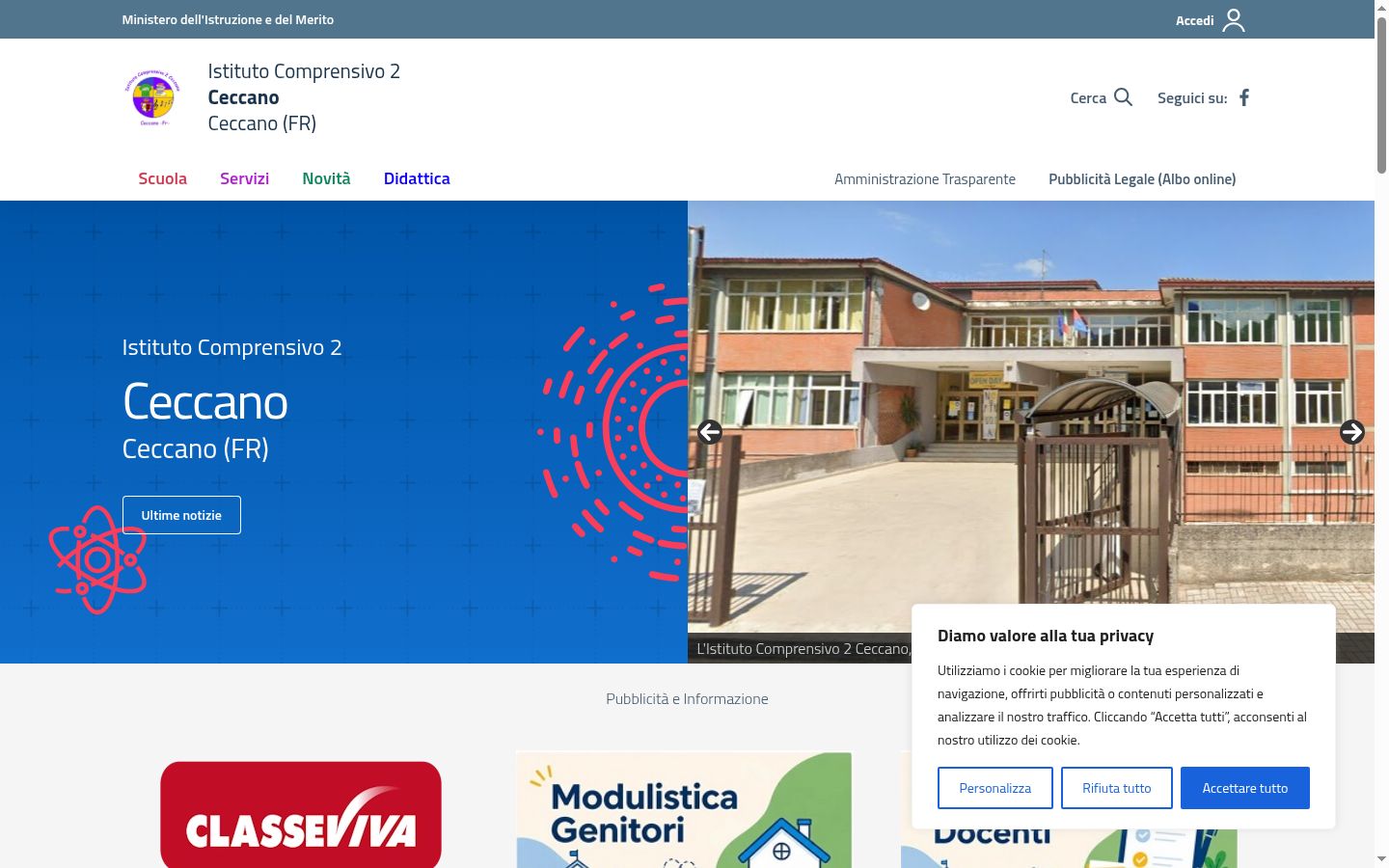 Screenshot del banner di consenso mostrato prima di qualsiasi interazione