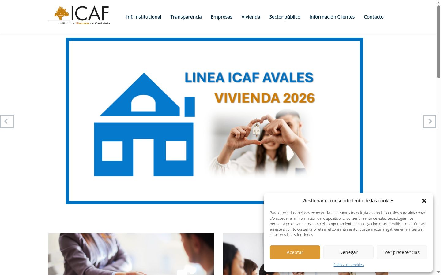 Captura de ecrã do banner de consentimento apresentado antes de qualquer interação