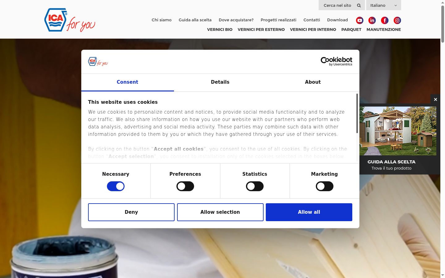 Screenshot of the consent banner shown before any interaction